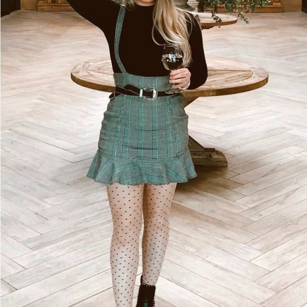Houndstooth Pinafore Dress/Skirt